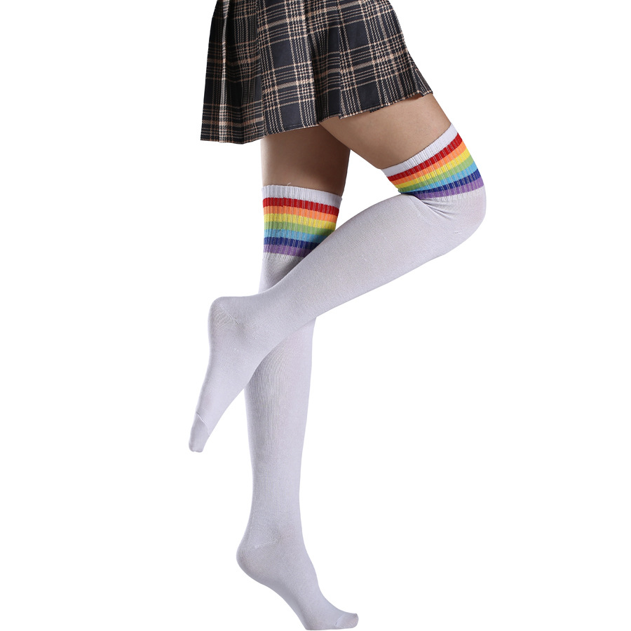 High Elastic Stockings Student Movement Rainbow Socks Knee Socks Colorful Performances Extended Edition